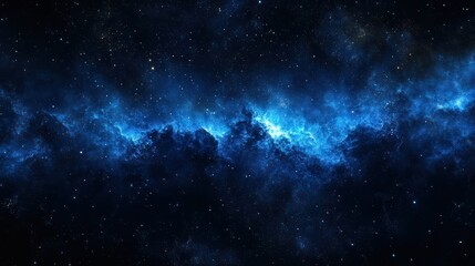 Naklejka premium panorama dark blue night sky milky way and stars on dark background universe filled with stars nebula and galaxy celestial objects in the night sky constellations in the universe deep space wonders