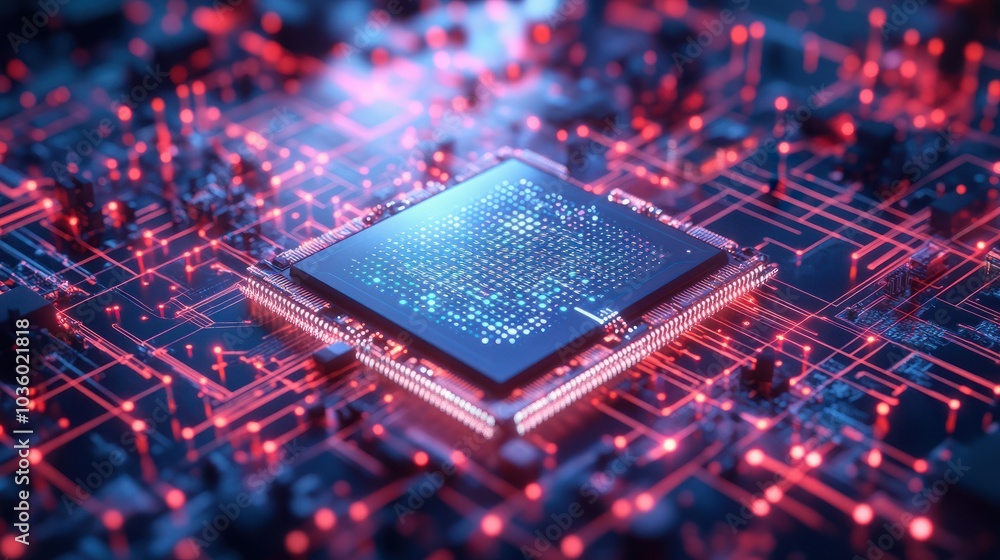 Poster quantum computer processor sits in a futuristic lab its intricate design illuminated by soft ambient