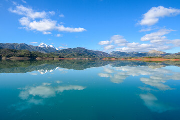 Beautiful lake with rocky mountains, forest and trees in background, Lake Between Forests And Mountain, Beautiful lake in mountains. reflection lake view. Mountain lake landscape, jijel algeria africa