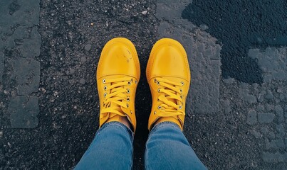 National safety month at work, Labour day with safety yellow hat and shoes