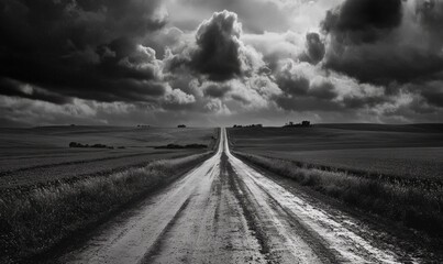 Fototapeta premium Straight road through rural landscape