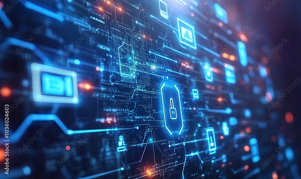 Aufkleber internet security and data protection concept, blockchain and cybersecurity