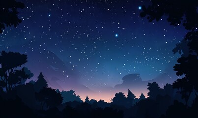 Naklejka premium Illustration of a clear night sky filled with stars and the Milky Way visible