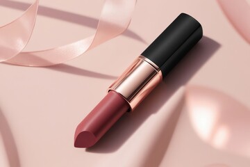 Pink lipstick mockup in a sleek design, ideal for promoting high-impact, standout beauty products