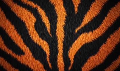Fototapeta premium Black and Orange Tiger Stripe Pattern, A black tiger stripes pattern background with orange and black stripes for makeup design or print on fabric, a textile texture with striped