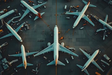 Seamless AI-Coordinated Airspace:Airplanes Soaring Through the Sky at a Busy Airport Terminal