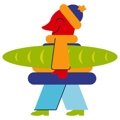 stylized character with bread, greeting card, cooking, food, enjoy your food