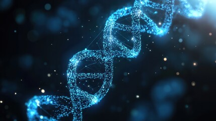 Abstract dark and blue digital background. Big data digital code, Data Communication and Transfer of DNA Biology. Futuristic information technology concept.