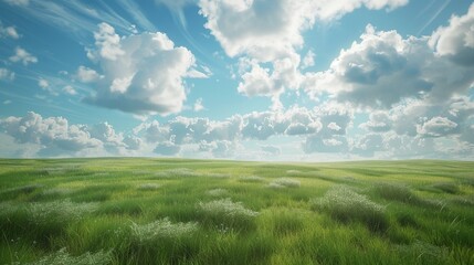 Obraz premium Peaceful prairie with endless grasslands under a dramatic sky