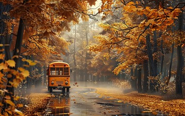 Obraz premium Autumn school bus