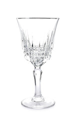 One empty wine glass isolated on white