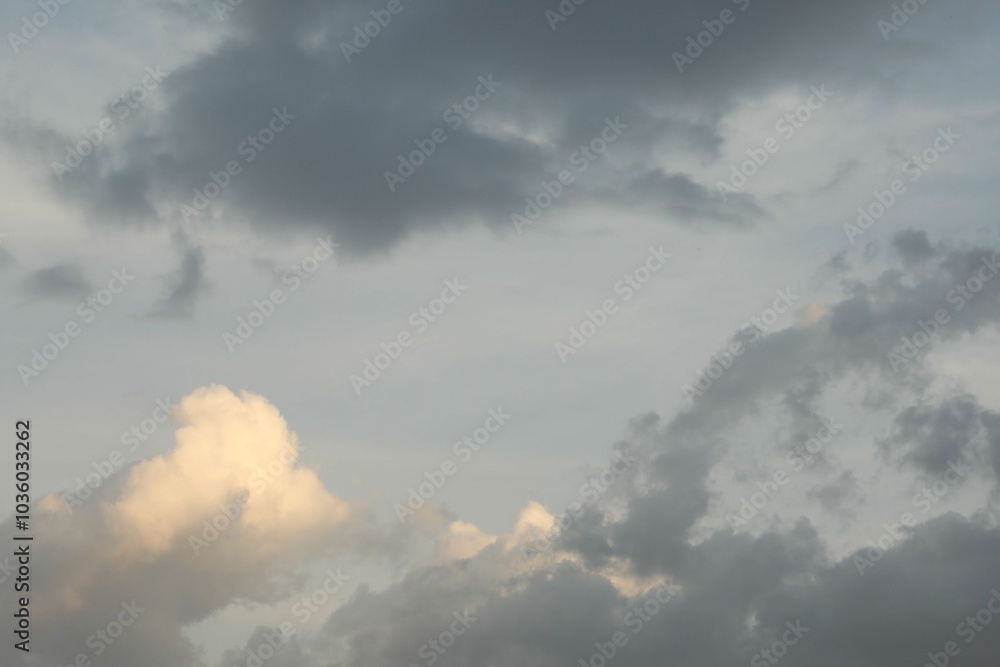 Wall mural beautiful view of sky with fluffy clouds