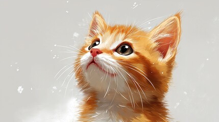   Close-up of a cat's face with a snowflake on its head