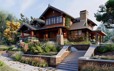 Obraz premium Craftsman house on the hill