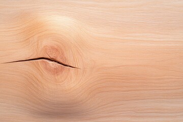 Raw wood texture with distinct knot, light natural grain, seamless and minimalistic surface, neutral background, detailed pattern, horizontal layout, suitable for design, copy space for text

