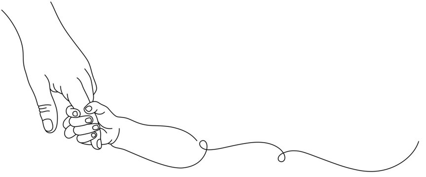 baby's hand holding his parent's hand line art style. celebration elements hi son, father's day mother's day vector - Powered by Adobe