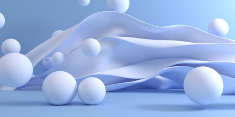 Abstract 3d object bakcground with blue color 3d rendering