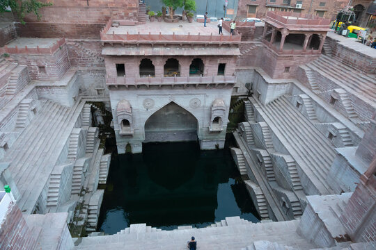 Toorji's Step Well, Toorji ki Jhalara, Toorj ki jhalra, was built in 1740s.Hand carved step well bulit to provide water to the local people in the desert. Ancient architecture Jodhpur,Rajasthan,India.