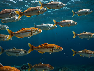 Obraz premium Swimming fishes in the sea