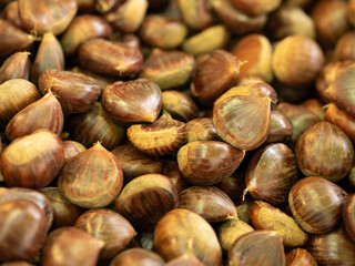 Chestnuts in bulk for sale at the market