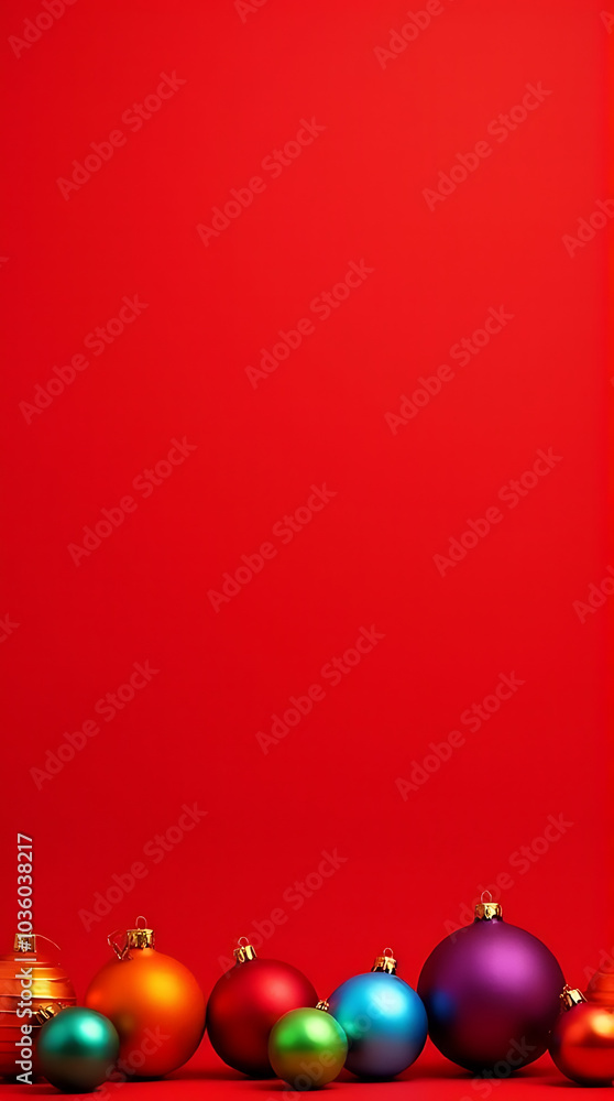 Poster colorful ornaments red backdrop create simple yet elegant visual effect ample white space around