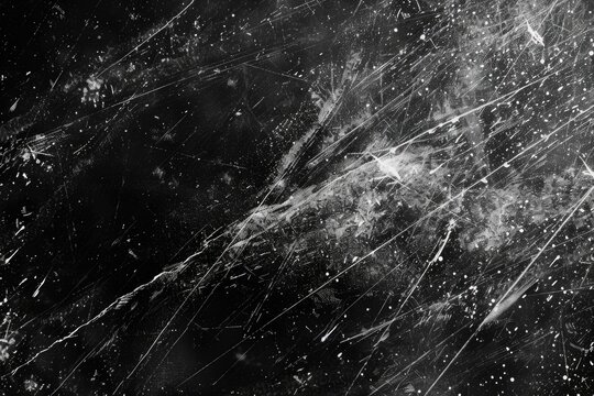 White dust and scratches for overlays on black background.