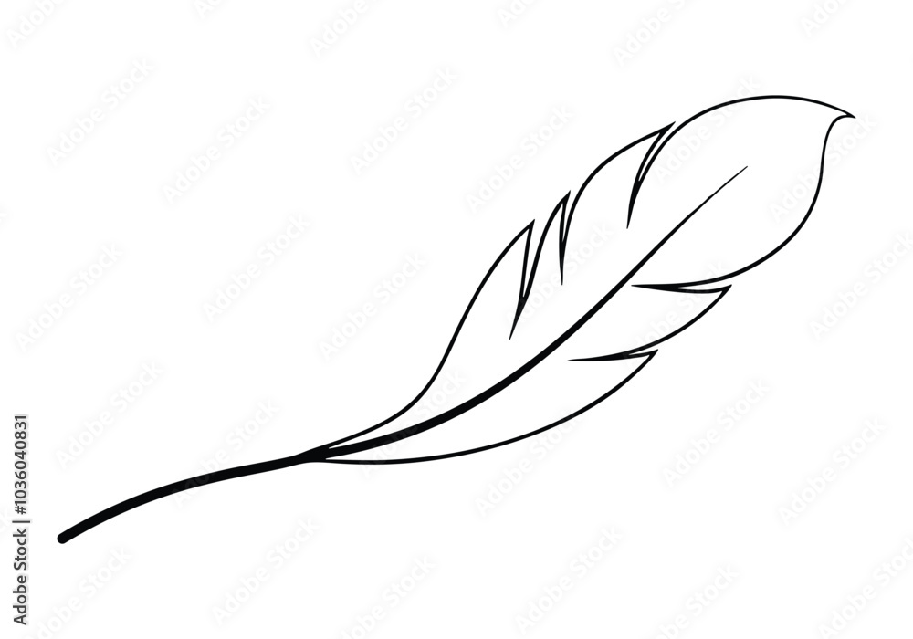 Fototapete continuous line art of a floating feather – elegant minimalist vector