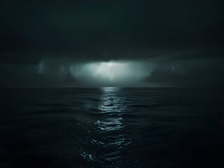 Dark dramatic storm at sea