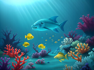 Fototapeta premium Swimming fishes in the sea