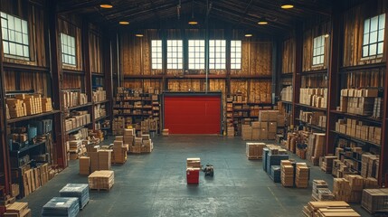 Aerial view of a modern industrial warehouse showcasing its sleek architecture and expansive layout, emphasizing functionality and design.