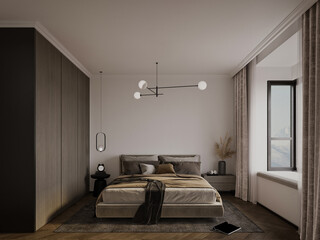 3d render of hotel room