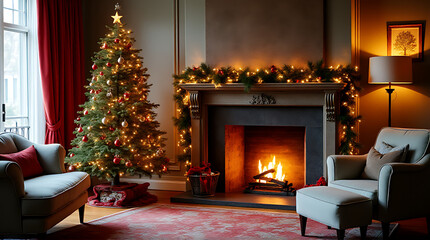 holiday decor features stylish room decorated fireplace festive atmosphere