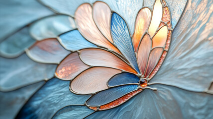 Obraz premium Closeup of a colorful stained glass butterfly with intricate details.