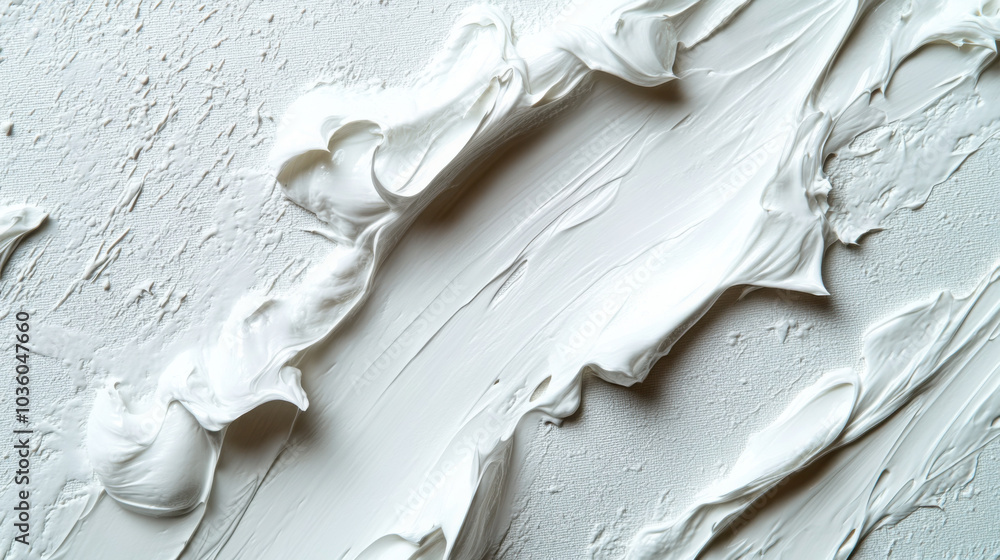 Aufkleber the image shows dynamic and textured white paint strokes on a flat surface, creating a contemporary 