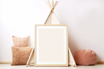 mock up of picture canvas frame in living room