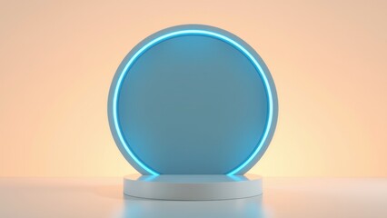 Podium for product presentation on soft light colour background.