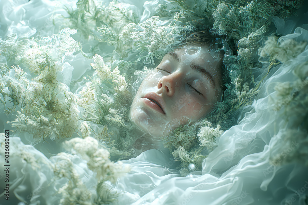 Poster a person waking up in a world that is almost like their own but with small, unsettling differences, 