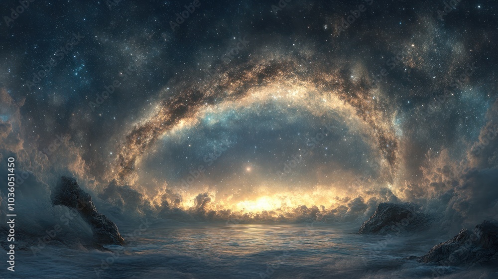 Wall mural panoramic milky way arch