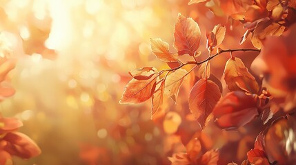 Fototapeta premium A close-up of a leafy tree with sunlight filtering through the foliage and highlighting the leaves in the background