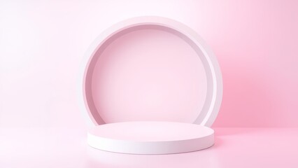 Podium for product presentation on soft light colour background.