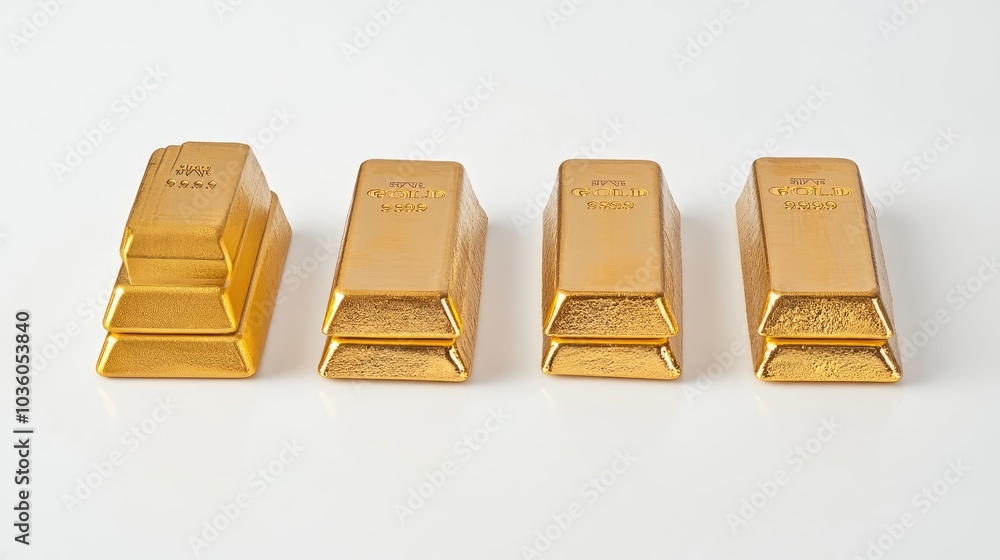Poster stacks of shiny gold bars arranged neatly for display or investment generative ai
