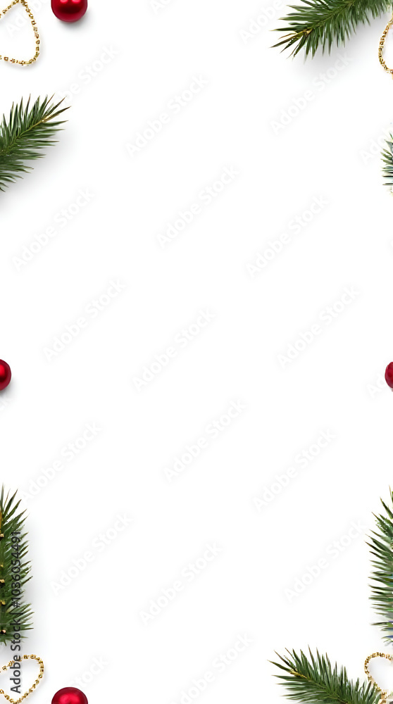 Poster seamless christmas pattern features tree branches white background garland empty space photo overlay