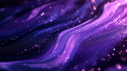Cosmic Waves of Purple & Blue with Glittering Stars for a Dreamy Abstract Background