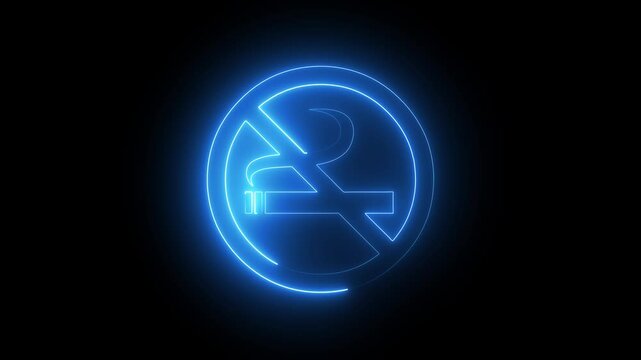 neon No smoking sign icon warning neon lights 