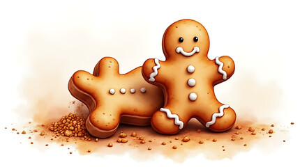 Obraz premium vibrant watercolor illustrations adorn delicate gingerbread cookies sprinkle warm cinnamon powder