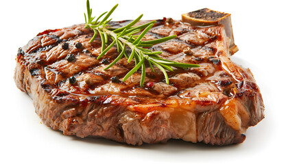 Fototapeta premium Delicious grilled beef steak isolated on white