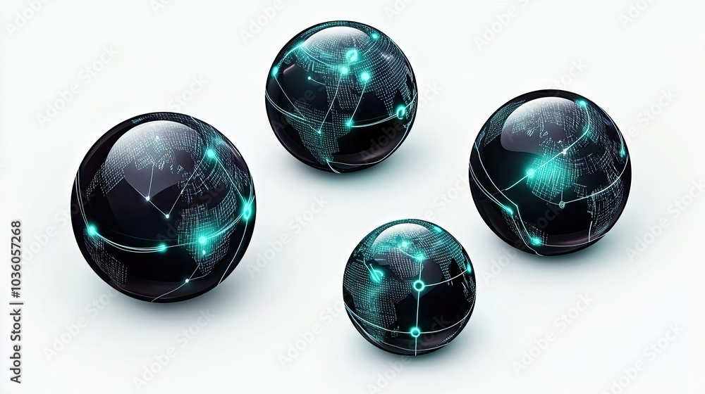 Poster glowingly minimalist globes showcasing connectivity generative ai