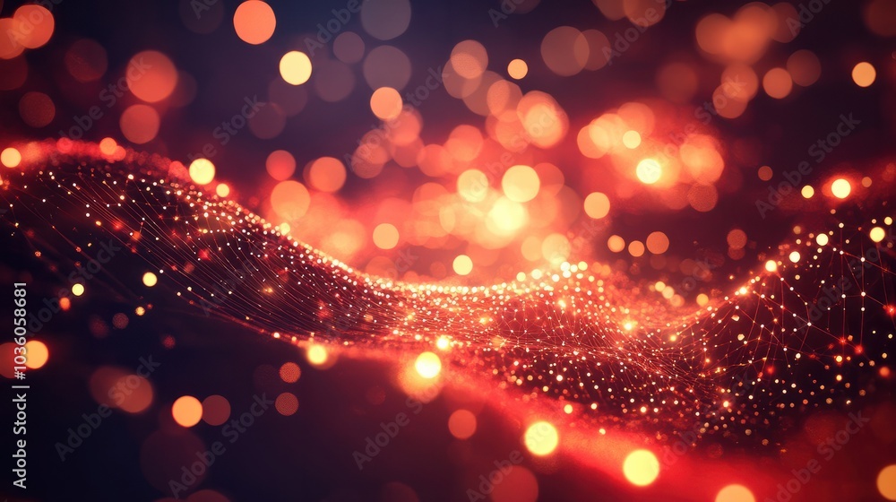 Aufkleber abstract red network background with glowing dots