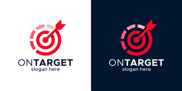 Target logo design. Arrow right on target with progress data technology design graphic symbol icon vector.