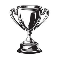 Trophy Cup Vector Isolated On White Background, Award Cup Vector Silhouette